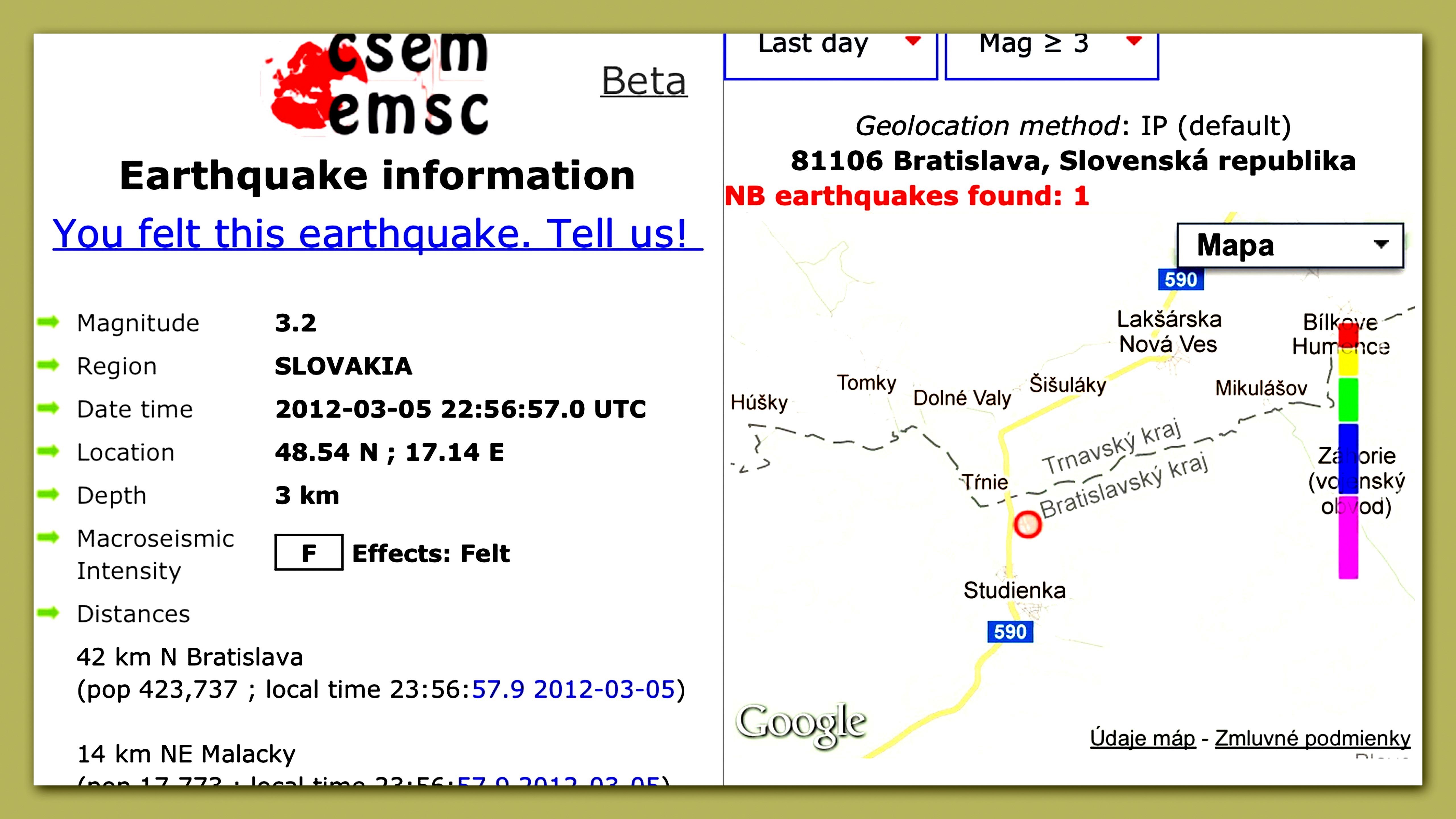 Zemetrasenie_Záhorie_3,2 stupňa_Slovensko
